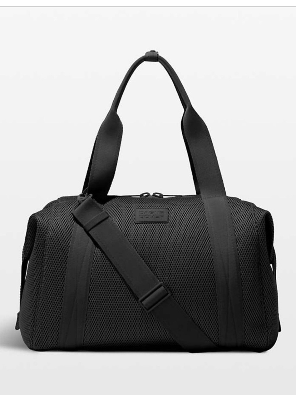 Dagne Dover Black Mesh Duffel with Detachable Strap